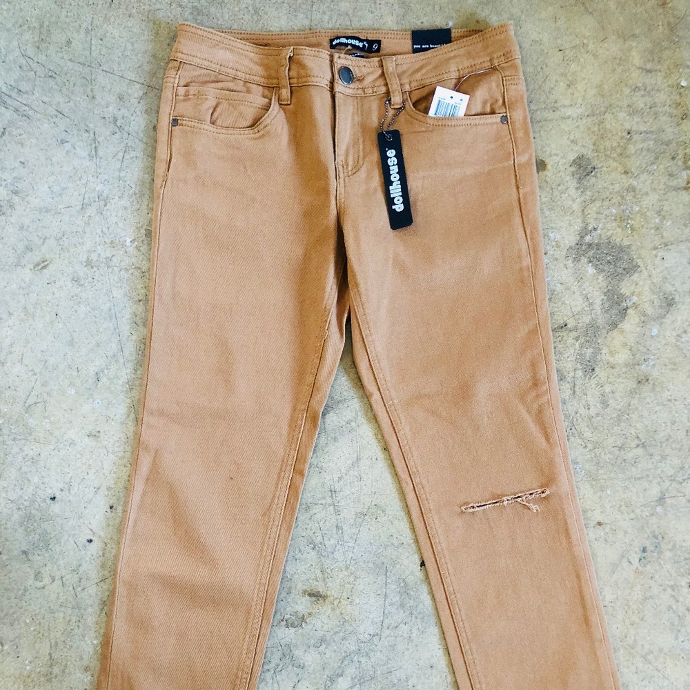 Dollhouse Juniors' Colored Ripped Cropped Jeans